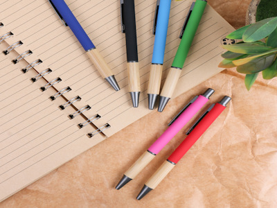 Customized Logo Wholesale Spray Glue Bamboo Sheath Ballpoint Pen Gun Gray Accessories Advertising Promotion Activity Metal Pen