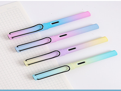 Gradient Color Upright Neutral Advertising Pen Can Print Logo Office Meeting Carbon Signature Pen Customized Gift Pen